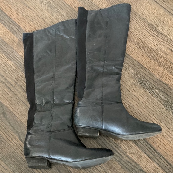 Black leather above knee boots - size 7 - Picture 1 of 7
